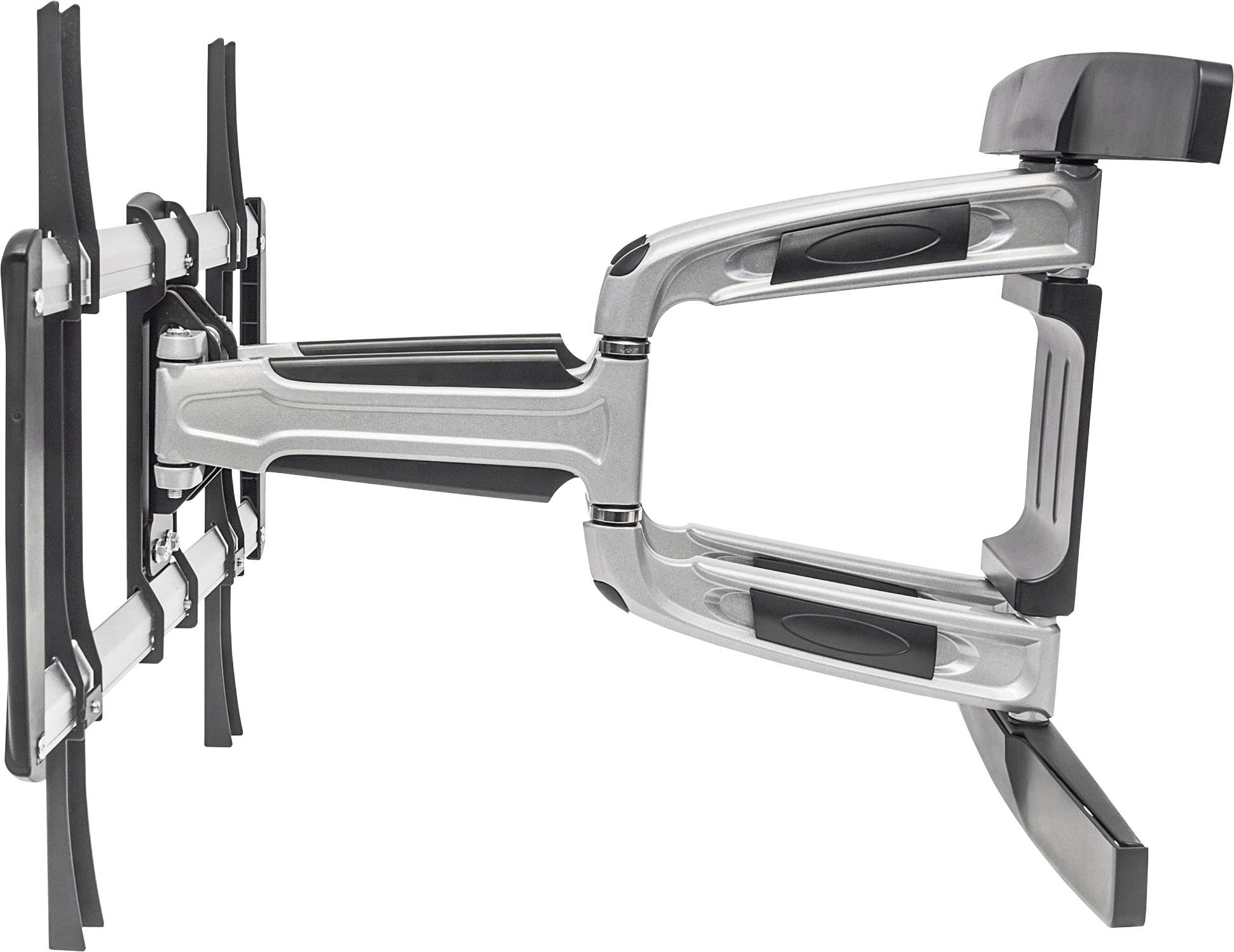 Fali TV-tartó konzol, dönthető és forgatható, ezüst-fekete, különböző képernyőméretek számára alkalmas.