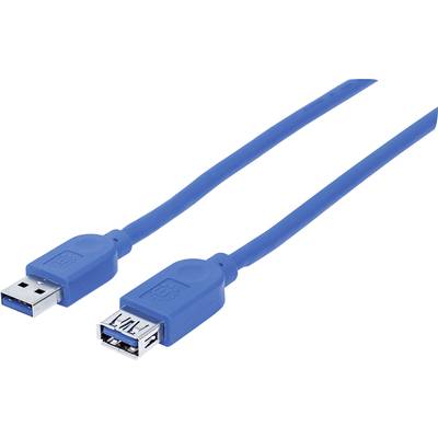 Manhattan USB kábel USB 3.2 Gen1 (USB 3.0 / USB 3.1 Gen1) USB-A dugó, USB-A dugó 1.00 m Kék Fólia árnyékolás, UL minősít