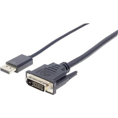 Manhattan Kijelző csatlakozó / DVI Átalakító kábel DisplayPort dugó, DVI-D 24+1 pólusú Csatlakozódugó 3.00 m Fekete 1521