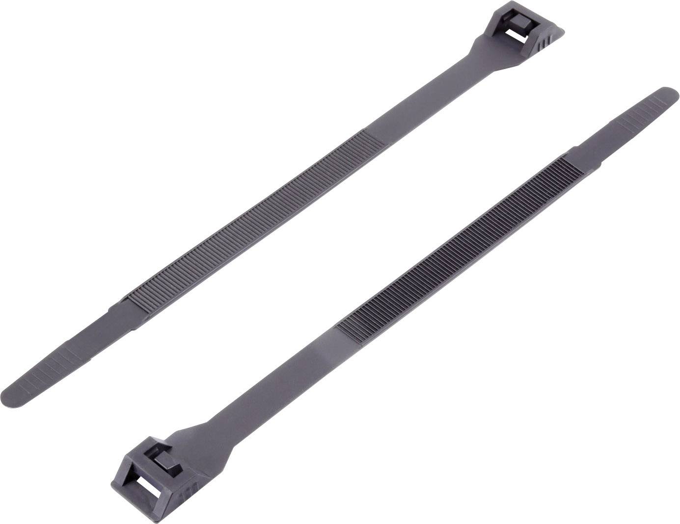 Kábelkötöző 265 mm fekete kettős fejjel Tru Components 1592783 TC-DK-265BK203 1 db