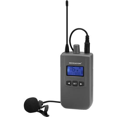 Monacor ATS-60T Rátűzhető Beszéd mikrofon Átviteli mód:Rádiójel vezérlésű Szélvédővel
