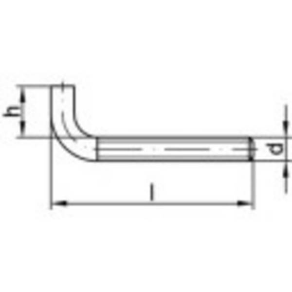 TOOLCRAFT 159602 Egyenes csavaros horog 60 mm Acél, galvanikusan horganyozott  100 db