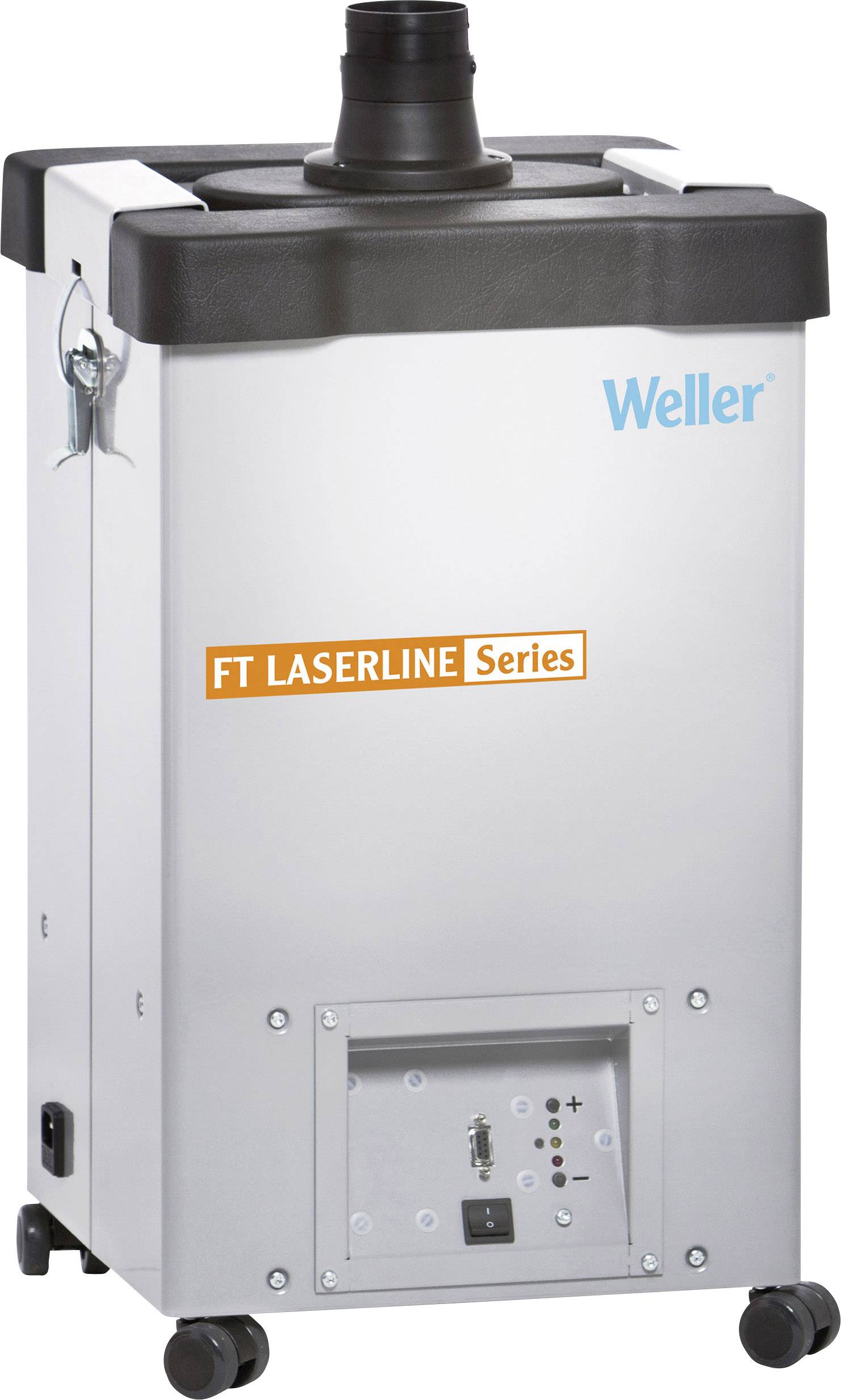 Egy Weller márkájú légszűrő rendszer, 'FT LASERLINE Series' modell, kerekeken. Alkalmas gőzök elszívására.