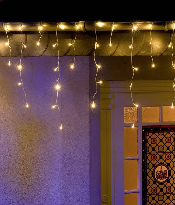 Fényfüggöny, jégeső Kültérre 24 V 200 LED Melegfehér Konstsmide