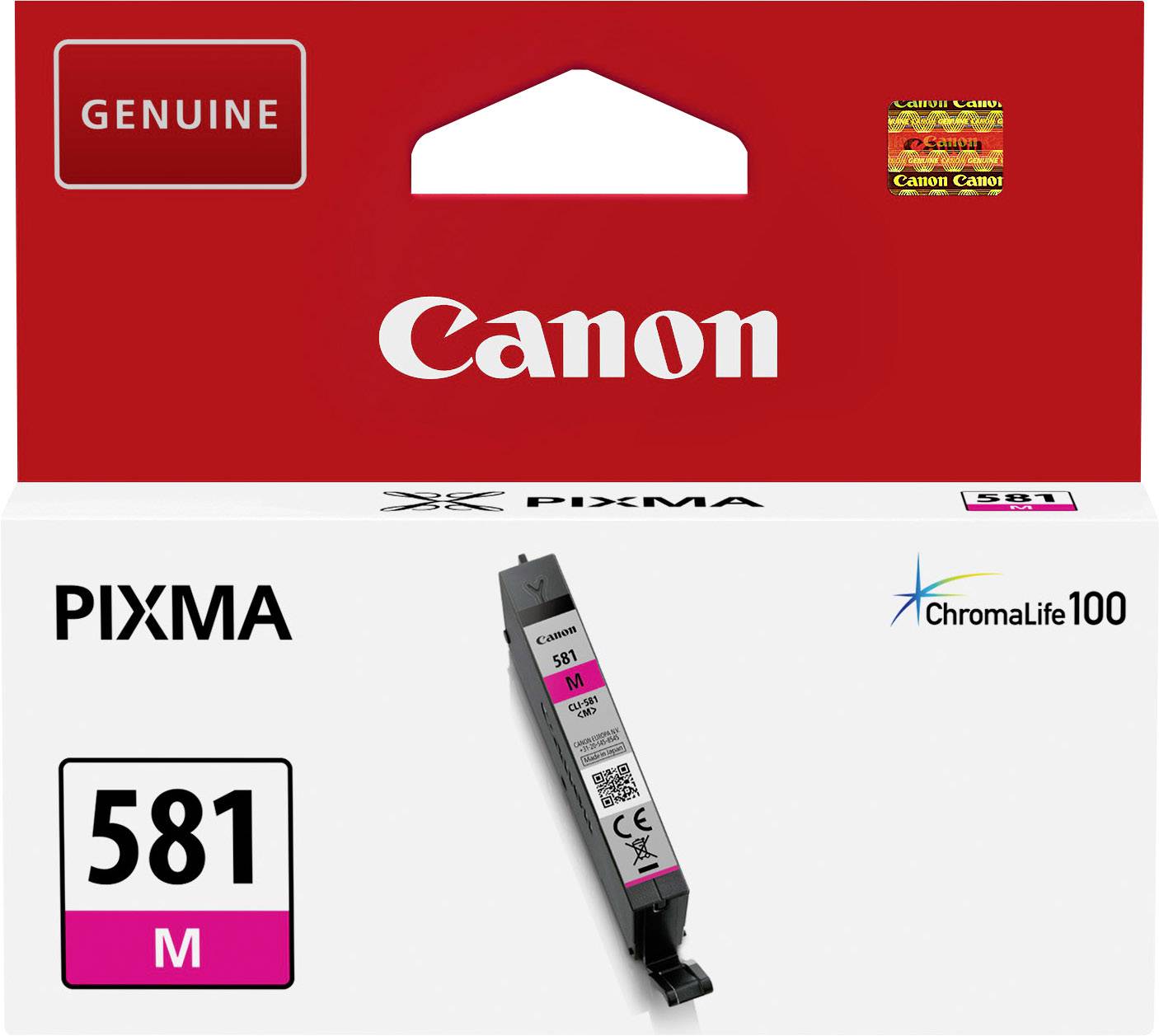 Eredeti Canon tintapatron, 581M modell, Pixma nyomtatókhoz. Szín: Magenta. ChromaLife100 technológia a tartós nyomatokért.