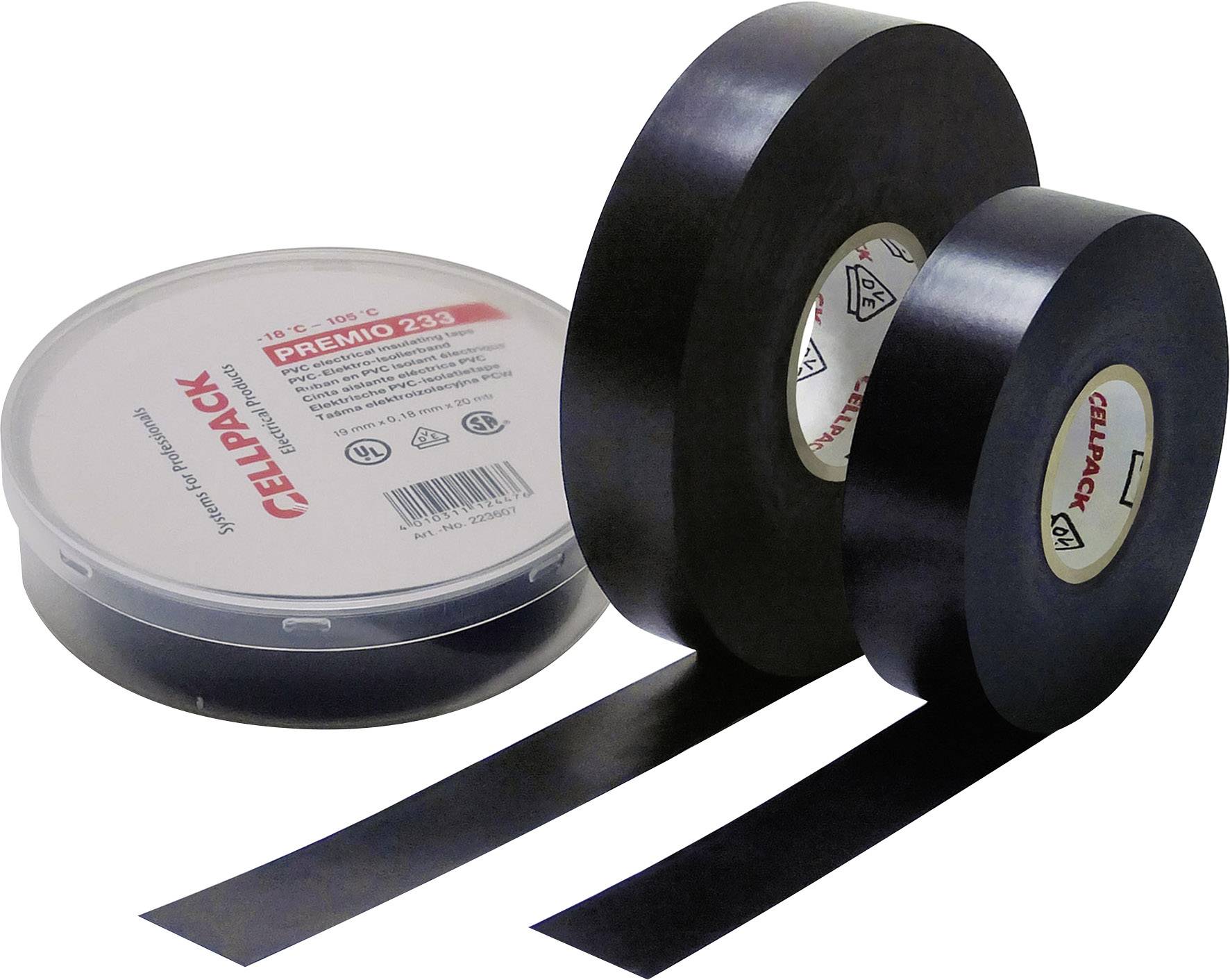 CellPack 233 0.18-19-20 sw 223607 Szigetelőszalag Premio 233 Fekete (H x Sz) 20 m x 19 mm 1 db