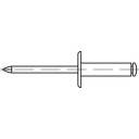 Egy szegecs rajza peremmel és csappal; bemutatja a felépítését és jellegzetes formáját.