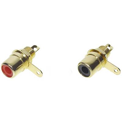 RCA csatlakozó aljzat, beépíthető, 2 pól., mono, piros, fekete, TRU COMPONENTS TRU-30K111 2 db