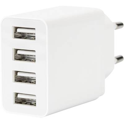 ednet  USB-s töltőkészülék 20 W Aljzat dugó Kimeneti áram (max.) 4 A Kimenetek száma: 4 x USB 