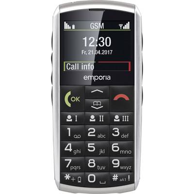 Emporia Classic V26 Mobiltelefon időseknek Töltőállomással, SOS gomb Ezüst