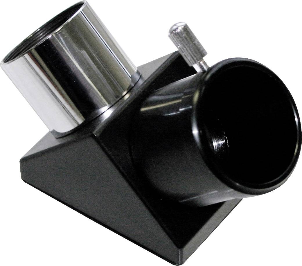 'Kétrészes távcső-tükör, fémes és fekete, ferde talapzaton, a fény átirányítására jobb láthatóság érdekében.'