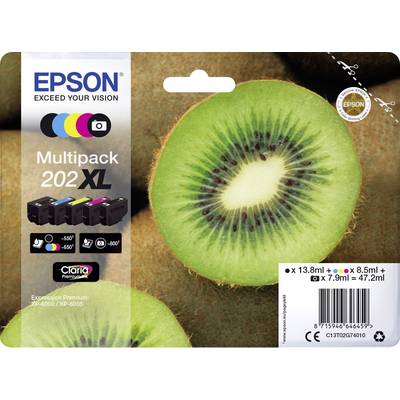 Epson Tinta T02G7, 202XL Eredeti Kombinált csomag Fekete, Fénykép fekete, Cián, Bíbor, Sárga C13T02G74010