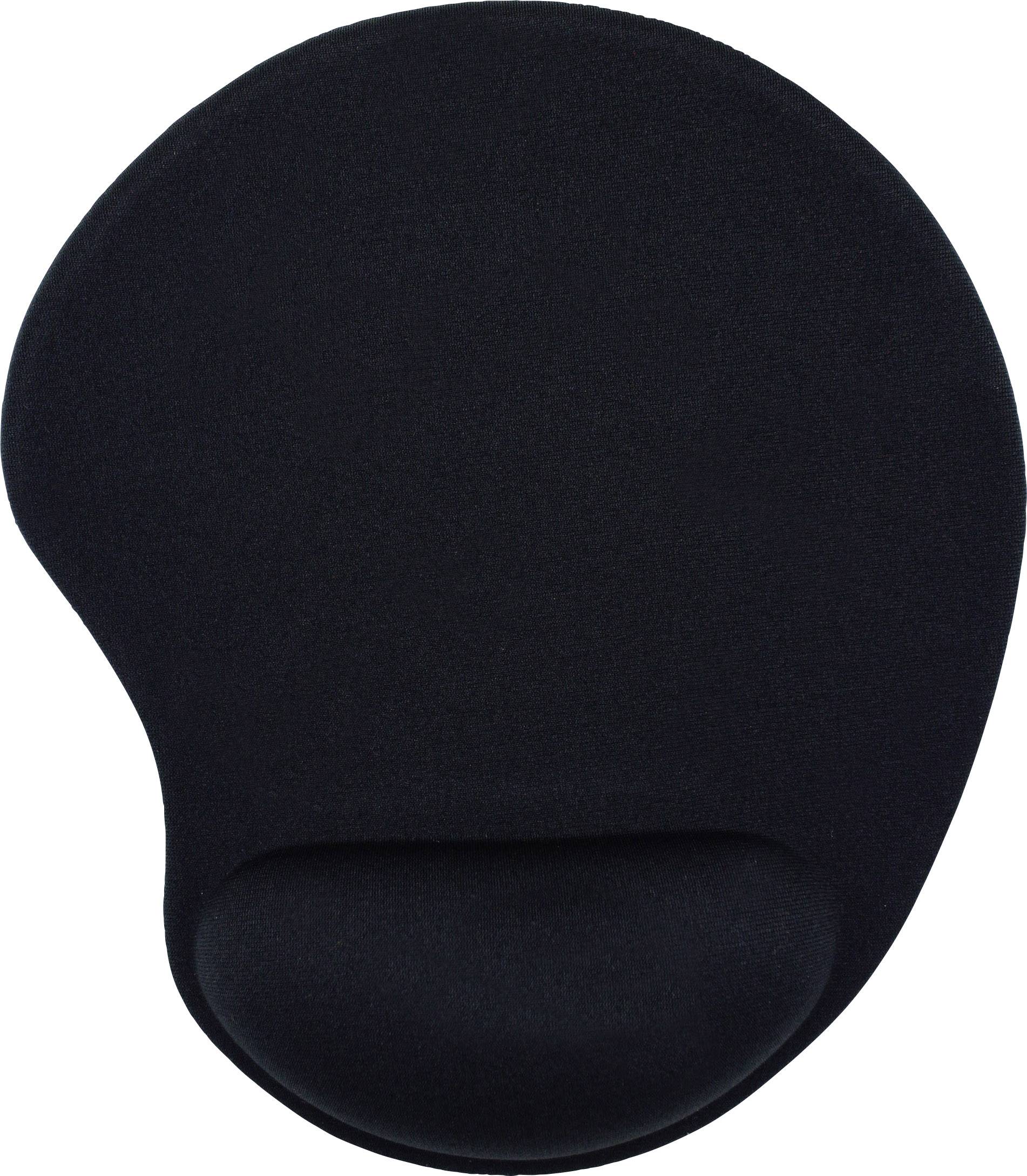 Fekete, ergonomikus egérpad csuklótámasszal.