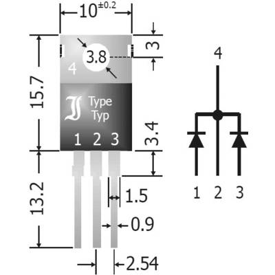 Diotec egyenirányító dióda (Array), 20 A 40 V, közös katód, SBCT2040