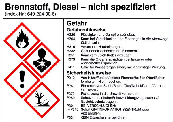 SafetyMarking 21.B1200.05 Veszélyes anyag etikett G005 Tüzelőanyagok, dízel, nincs specifikálva Öntapadó fólia (Sz x Ma) 105 mm x 74 mm    1 db
