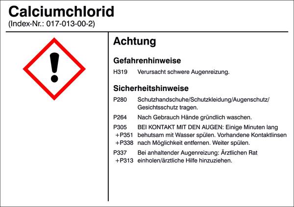 SafetyMarking 21.B1200.06 Veszélyes anyag etikett G006 Kalcium-klorid Öntapadó fólia (Sz x Ma) 105 mm x 74 mm    1 db