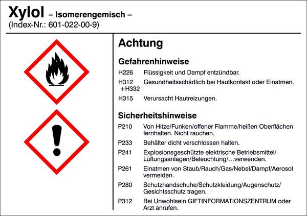 SafetyMarking 21.B1200.22 Veszélyes anyag etikett G022 Xilol, izomer elegy Öntapadó fólia (Sz x Ma) 105 mm x 74 mm    1 db