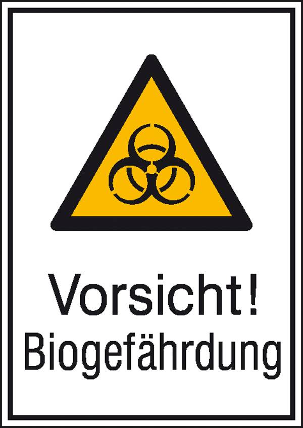 Figyelmeztető kombi tábla Vigyázat! Biológiai veszély Öntapadó fólia (Sz x Ma) 131 mm x 185 mm ISO 7010 SafetyMarking Warnkombischild 21.0434 1 db