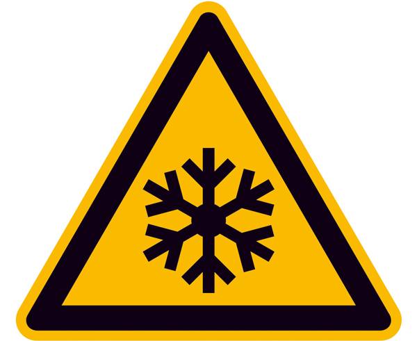 Figyelmeztető tábla Alacsony a hőmérséklet/fagy Öntapadó fólia 200 mm ISO 7010 SafetyMarking Warnschild 21.0236 1 db