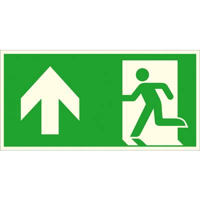 Menekülési útvonal tábla Alumínium Vészkijárat balra, felfelé, egyenes SafetyMarking 15.A1012 (Sz x Ma) 400 mm x 200 mm