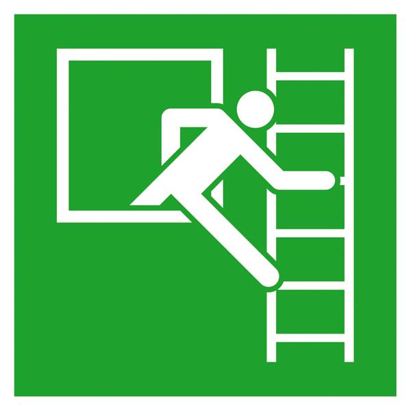 Menekülési útvonal tábla Alumínium Vészkijárat tűzlétrával jobbra  SafetyMarking 15.3021 (Sz x Ma) 200 mm x 200 mm   ISO 7010 1 db
