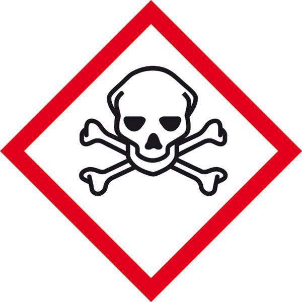 SafetyMarking 39.B1019 GHS veszély piktogramm 06 Halálfej Poliészter (Sz x Ma) 50 mm x 50 mm 1 db