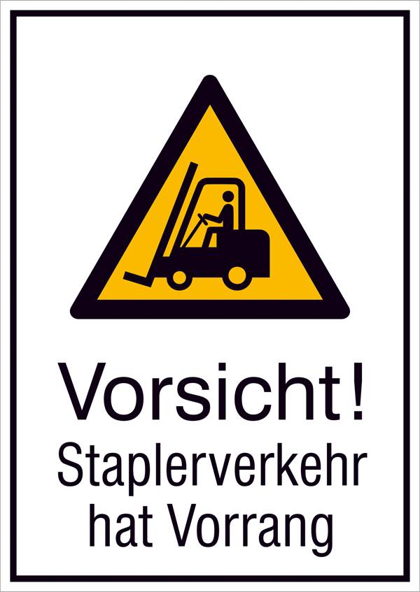 Figyelmeztető kombi tábla Vigyázat! A targoncás közlekedés elsőbbséget élvez Alumínium (Sz x Ma) 262 mm x 371 mm    SafetyMarking  11.A8058 1 db