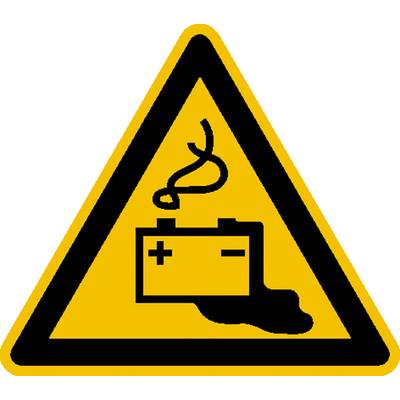 Figyelmeztető tábla Az akkumulátorok töltése általi veszélyek Öntapadó fólia   100 mm ISO 7010 SafetyMarking  21.0249 1 