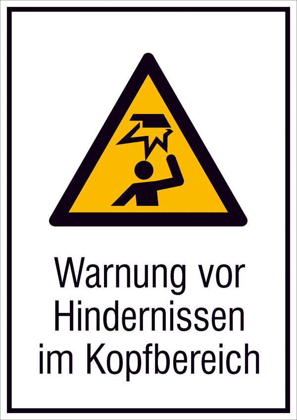 Figyelmeztető kombi tábla Akadályok fejmagasságban Műanyag (Sz x Ma) 210 mm x 297 mm   ISO 7010 SafetyMarking  43.A8037 1 db