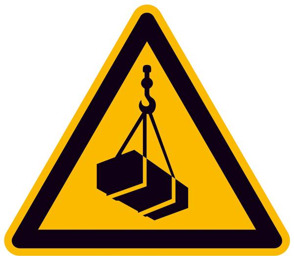 Figyelmeztető tábla Függő teher Alumínium 315 mm ISO 7010 SafetyMarking 11.A8225 1 db
