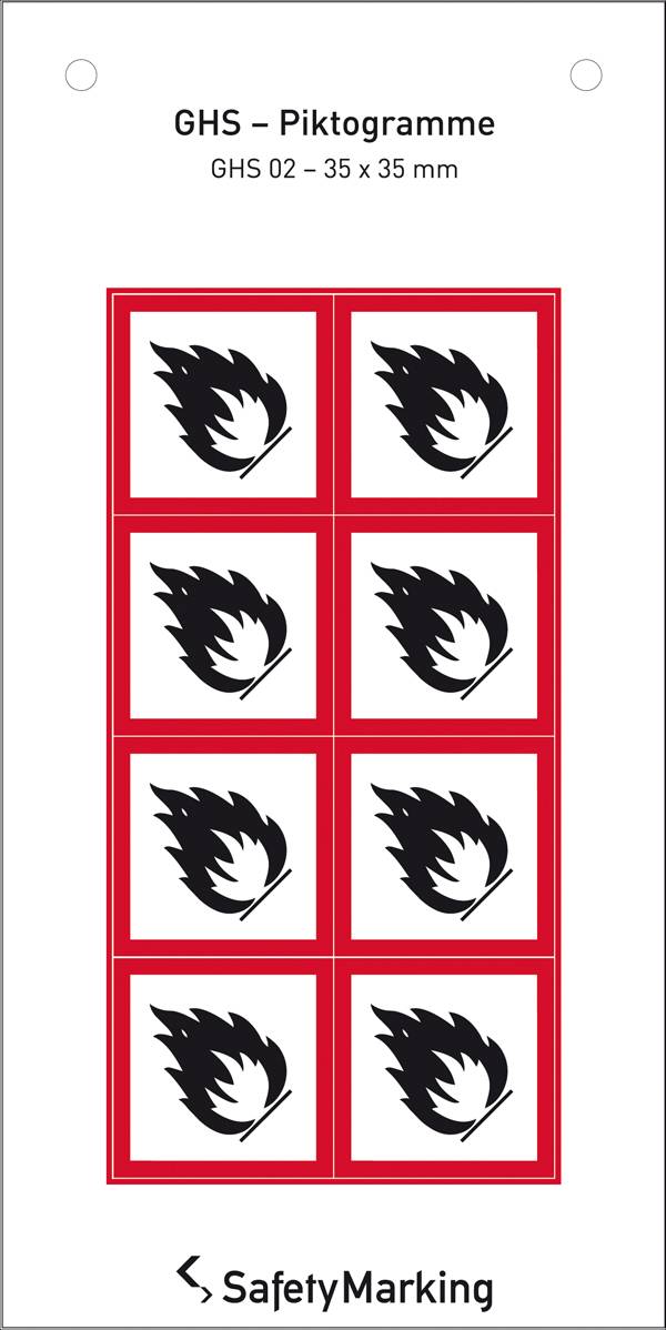 SafetyMarking 30.B1015 GHS veszély piktogramm 02 Láng Öntapadó fólia (Sz x Ma) 35 mm x 35 mm 8 db