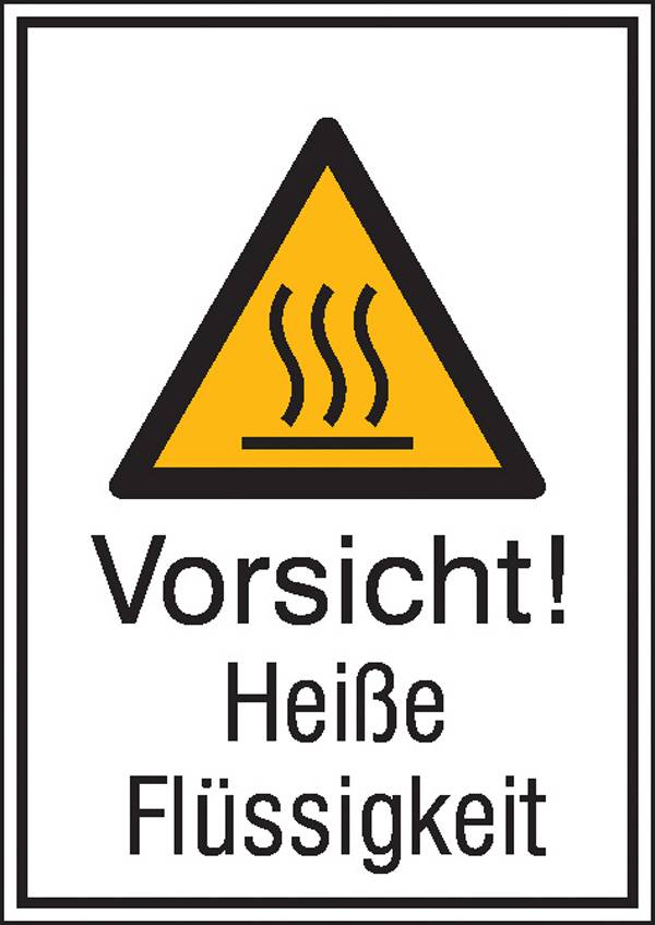 Figyelmeztető kombi tábla Vigyázat! Forró folyadék Öntapadó fólia (Sz x Ma) 131 mm x 185 mm   ISO 7010 SafetyMarking Warnkombischild 21.0442 1 db