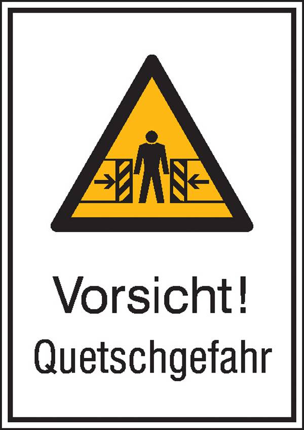Figyelmeztető kombi tábla Vigyázat! Becsípődés veszélye Öntapadó fólia (Sz x Ma) 131 mm x 185 mm ISO 7010 SafetyMarking Warnkombischild 21.0449 1 db