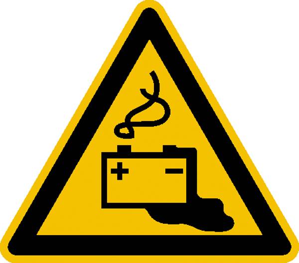 Figyelmeztető tábla Az akkumulátorok töltése általi veszélyek Alumínium 100 mm ISO 7010 SafetyMarking Warnschild 11.0249 1 db