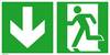 Menekülési útvonal tábla Fólia Vészkijárat balra, irány lefelé SafetyMarking 38.0085 (Sz x Ma) 400 mm x 200 mm ISO 7010 1 db