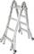 Összecsukható alumínium létra öt fokkal, összezárva, álló helyzetben bemutatva. Festési munkálatokhoz vagy magasban végzendő feladatokhoz alkalmas.