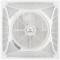Egy fehér mennyezeti ventilátor négyzet alakú kerettel és központi motorral, tökéletes beltéri terek szellőztetésére.