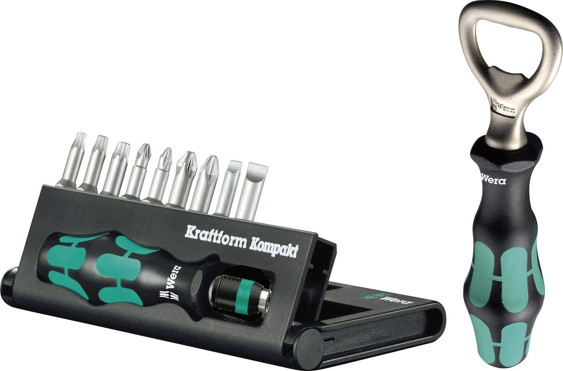 Wera Kraftform Kompakt 10 4064161271095 Bit készlet Egyeneshornyú, Kereszthornyú Phillips, Kereszthornyú Pozidriv, TORX
