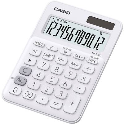 Casio MS-20UC  Asztali számítógép Fehér Kijelző (számjegy): 12 Napenergiával üzemeltetett, Elemekről üzemeltetett (Sz x 