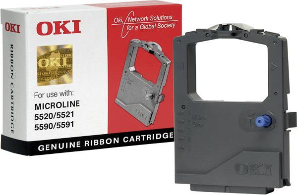 'Szürke festékszalag OKI nyomtatókhoz OKI csomagolás mellett. Modellkompatibilitás: Microline 5520/5521, 5590/5591. Megbízható nyomtatáshoz.'