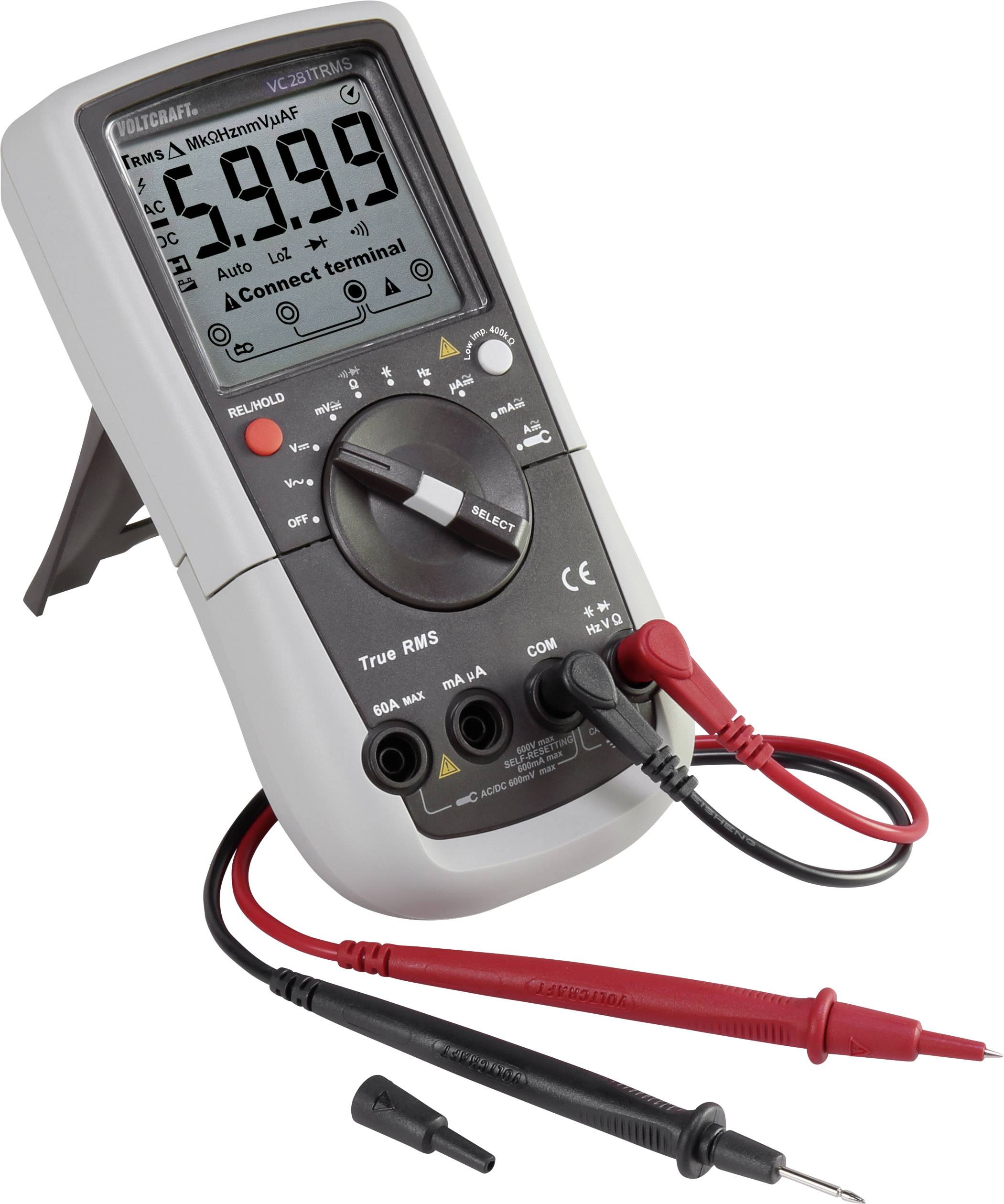 Digitális kézi multiméter lakatfogó adapterrel CAT III 600 V kijelző (digitek): 6000 VOLTCRAFT VC281-13