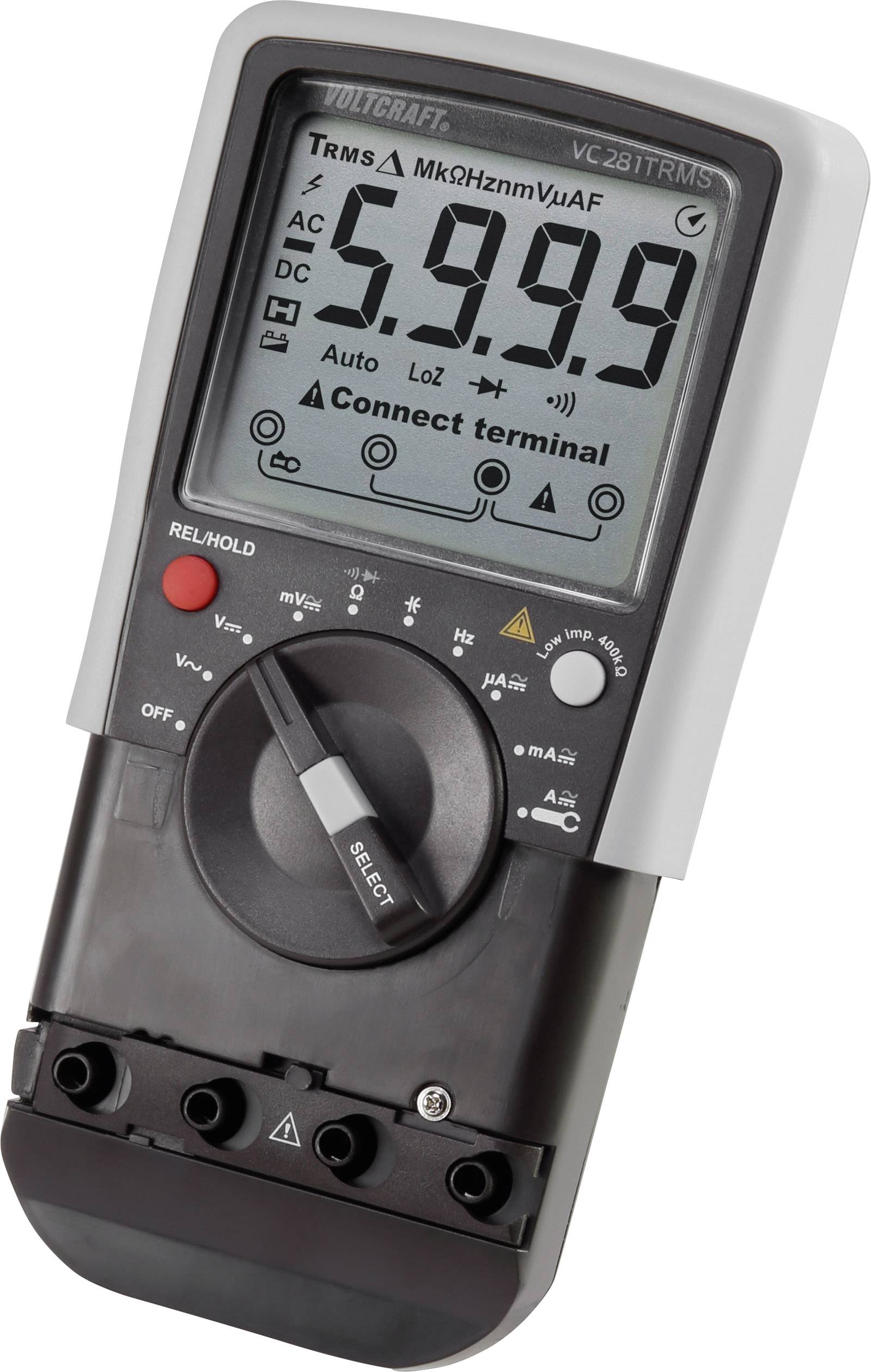 Digitális kézi multiméter lakatfogó adapterrel CAT III 600 V kijelző (digitek): 6000 VOLTCRAFT VC281-14