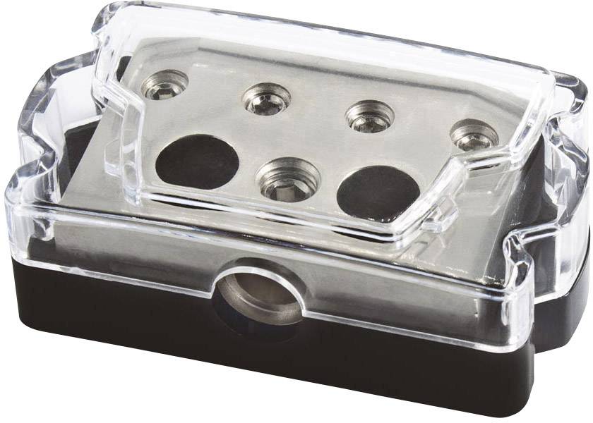 Egy téglalap alakú, átlátszó műanyag tartály fémlappal és több kerek lyukkal.