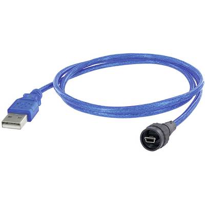 encitech USB kábel USB 2.0 USB mini B dugó, USB-A dugó 5.00 m Fekete, Kék  1310-0009-03