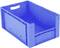 Kék műanyag láda fogantyúnyílással, tárolásra vagy szállításra alkalmas.