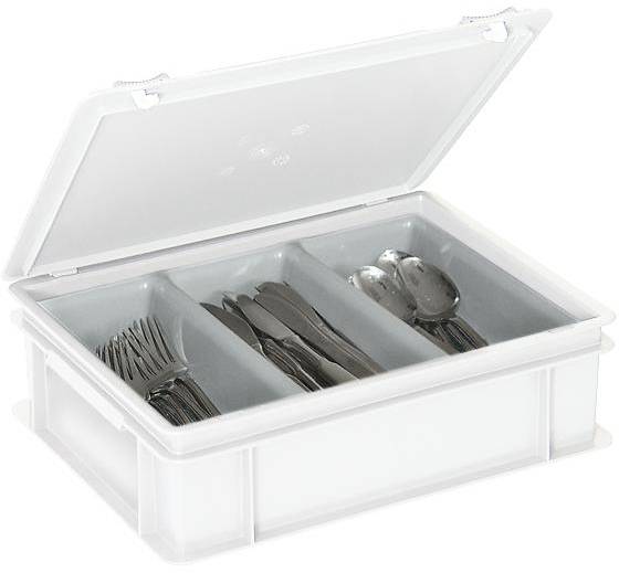 BRB Lagertechnik 1658509 Egymásra rakható doboz Élelmiszerek tárolására alkalmas (H x Sz x Ma) 400 x 300 x 130 mm Fehér 1 db