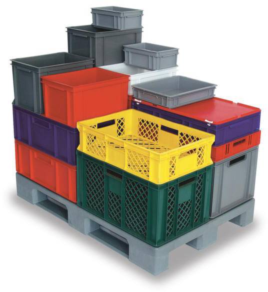 BRB Lagertechnik 1658548 Egymásra rakható doboz Basic Élelmiszerek tárolására alkalmas (H x Sz x Ma) 600 x 400 x 150 mm Sárga 1 db