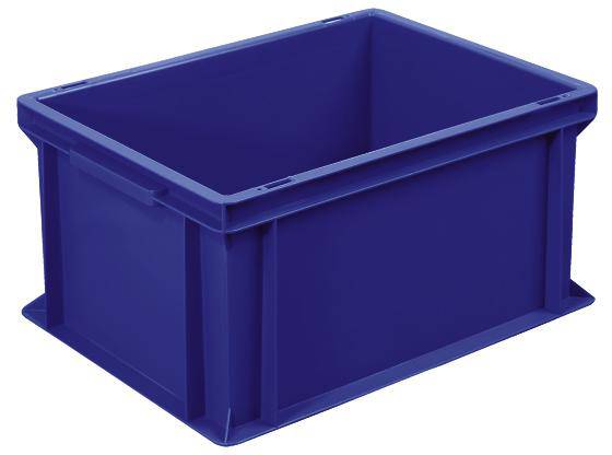 Sima oldalfalú kék műanyag tároló doboz, alkalmas tárgyak tárolására és rendszerezésére.
