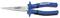 Hosszú hegyes fogó kék nyéllel, alkalmas precíziós munkákhoz szűk térben. 'MATADOR' jelöléssel ellátva.