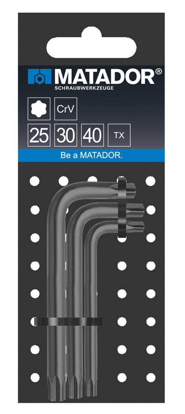 Matador Schraubwerkzeuge 04439032 Belső kerek hatlap (TX) Hajlított csavarhúzó készlet T 25, T 30, T 40